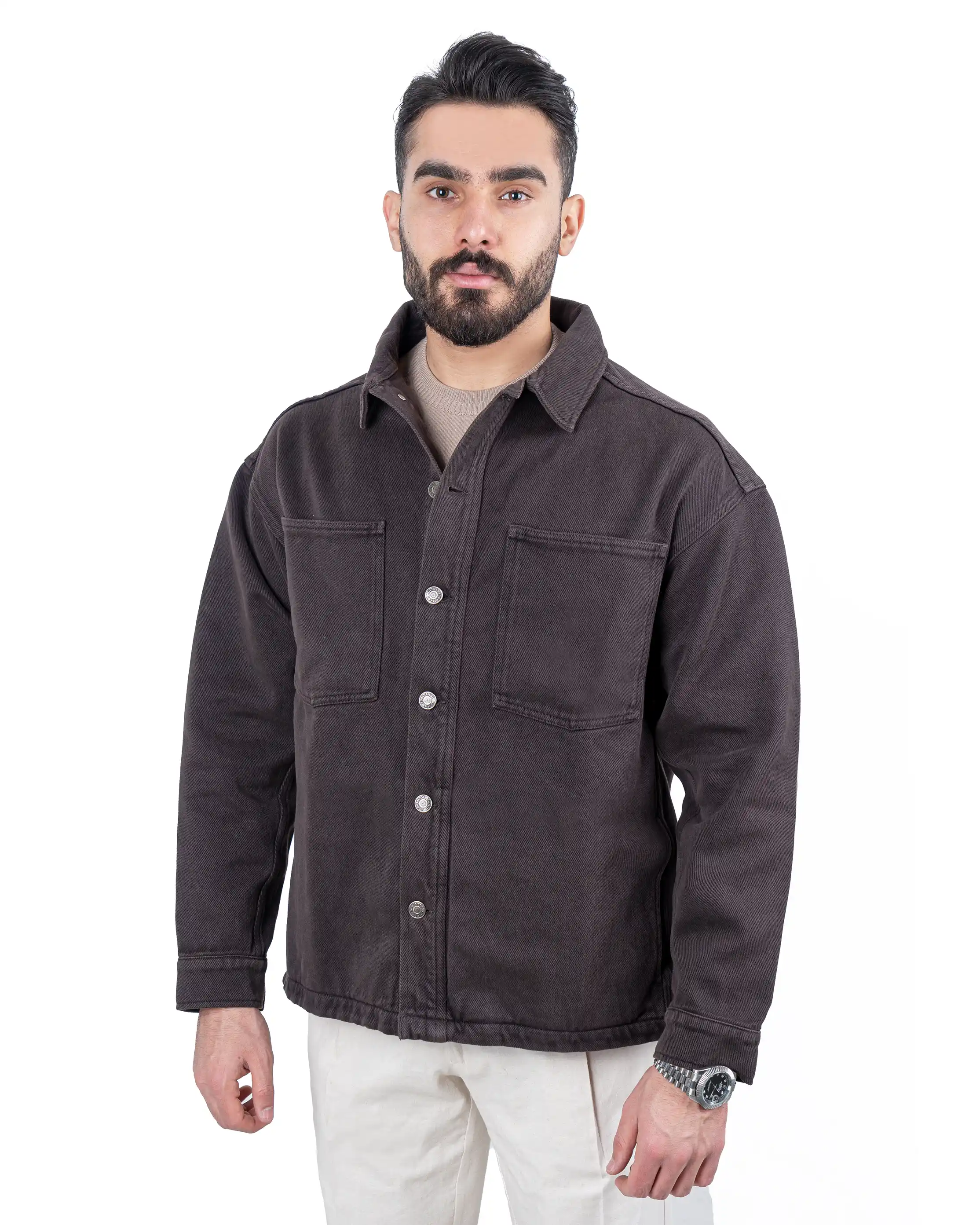 شکت مردانه کتان کج راه دو جیب پاکتی cut Box BRANGO